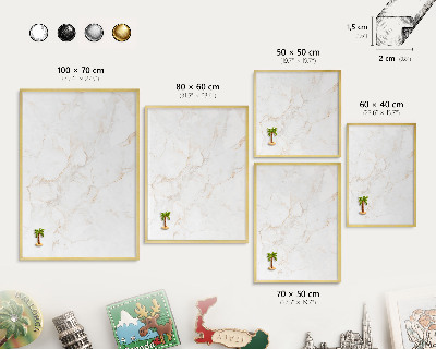 Pizarra magnética de pared en color oro Elegancia del mármol