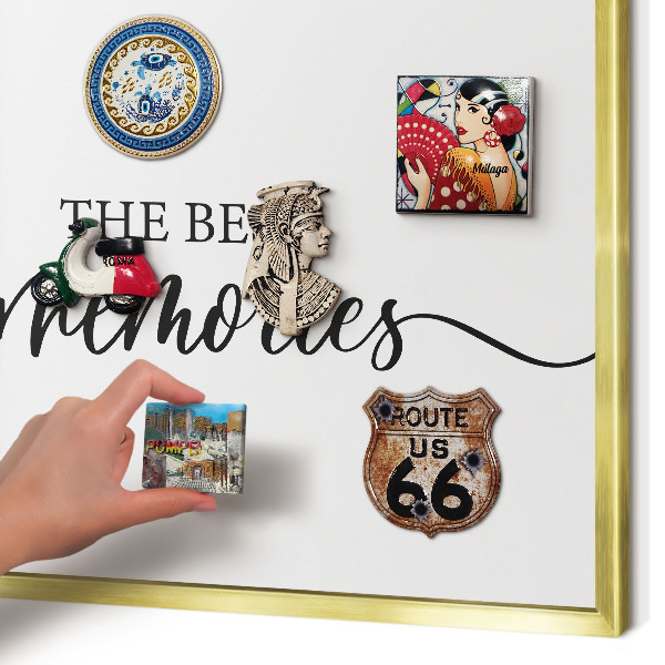 Tablero para imanes decorativo con marco dorado Recuerdos inspiradores