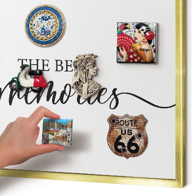 Tablero para imanes decorativo con marco dorado Recuerdos inspiradores