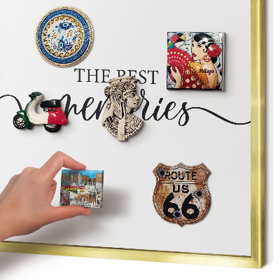 Tablero para imanes decorativo con marco dorado Recuerdos inspiradores
