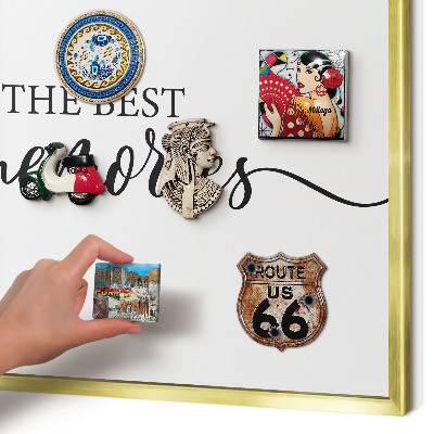 Tablero para imanes decorativo con marco dorado Recuerdos inspiradores