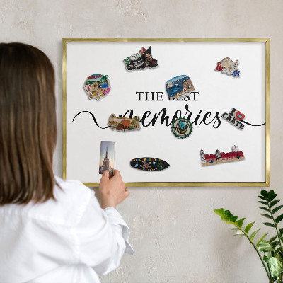 Tablero para imanes decorativo con marco dorado Recuerdos inspiradores