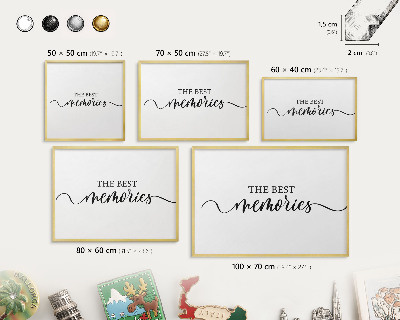 Tablero para imanes decorativo con marco dorado Recuerdos inspiradores