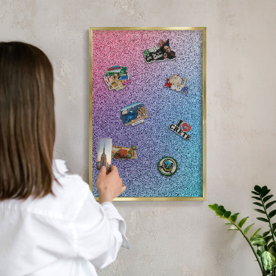 Tablero para imanes decorativo con marco dorado Degradado colorido