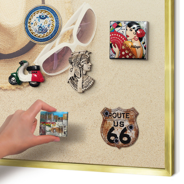 Tablero para imanes decorativo con marco dorado Playa de verano