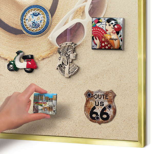 Tablero para imanes decorativo con marco dorado Playa de verano