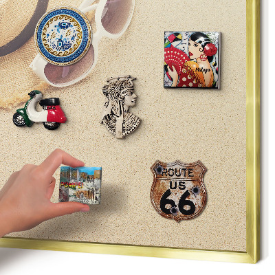 Tablero para imanes decorativo con marco dorado Playa de verano