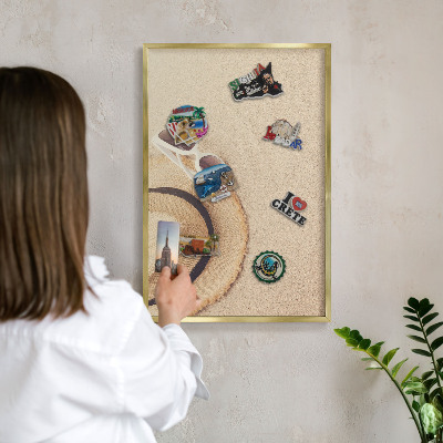 Tablero para imanes decorativo con marco dorado Playa de verano