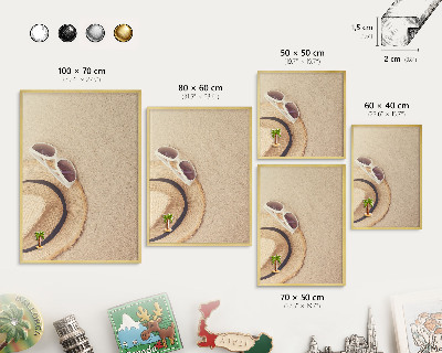 Tablero para imanes decorativo con marco dorado Playa de verano