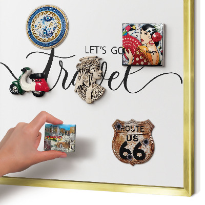 Tablero para imanes decorativo con marco dorado Viajemos juntos