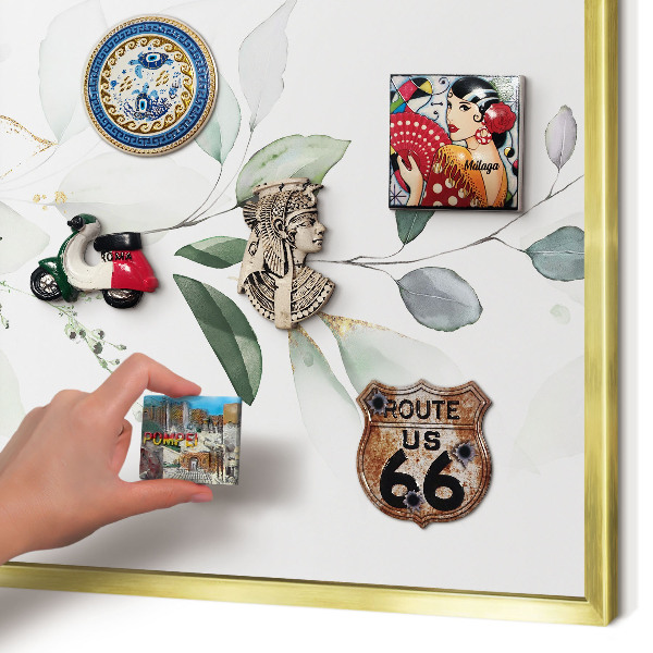 Tablero para imanes decorativo con marco dorado Elegancia botánica