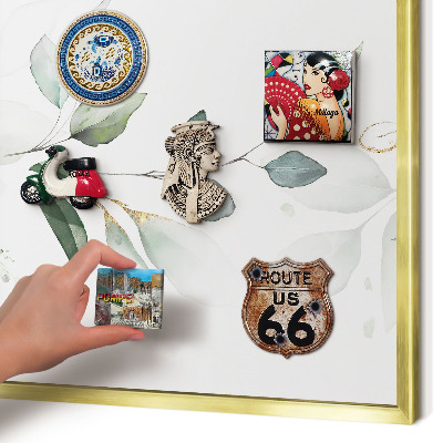 Tablero para imanes decorativo con marco dorado Elegancia botánica