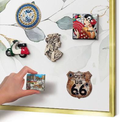 Tablero para imanes decorativo con marco dorado Elegancia botánica