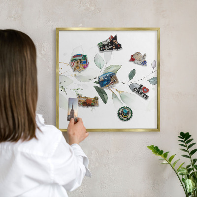 Tablero para imanes decorativo con marco dorado Elegancia botánica