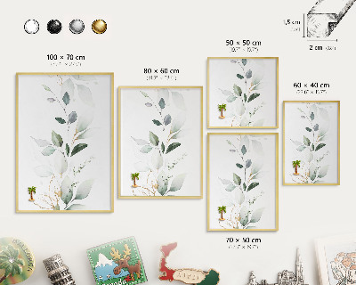 Tablero para imanes decorativo con marco dorado Elegancia botánica
