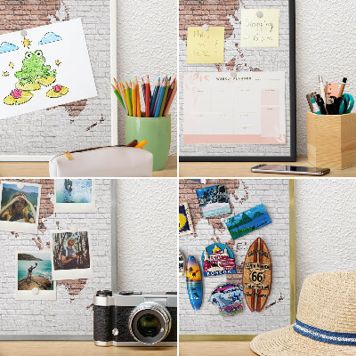 Tablero para imanes decorativo con marco dorado Mapa de ladrillos