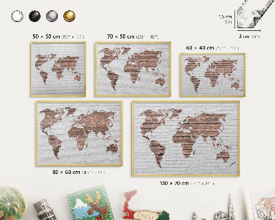 Tablero para imanes decorativo con marco dorado Mapa de ladrillos