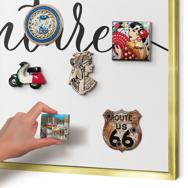 Tablero para imanes decorativo con marco dorado Aventura escrita
