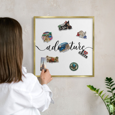 Tablero para imanes decorativo con marco dorado Aventura escrita