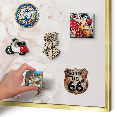 Tablero para imanes decorativo con marco dorado Peonías blancas