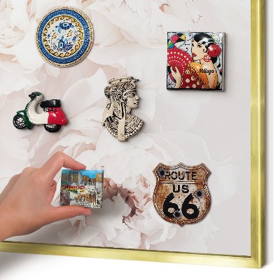 Tablero para imanes decorativo con marco dorado Peonías blancas