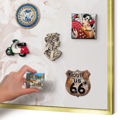 Tablero para imanes decorativo con marco dorado Peonías blancas