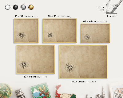 Pizarra magnética de pared en color oro Rosa de los vientos