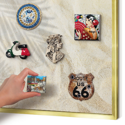 Tablero para imanes decorativo con marco dorado Patrón tropical