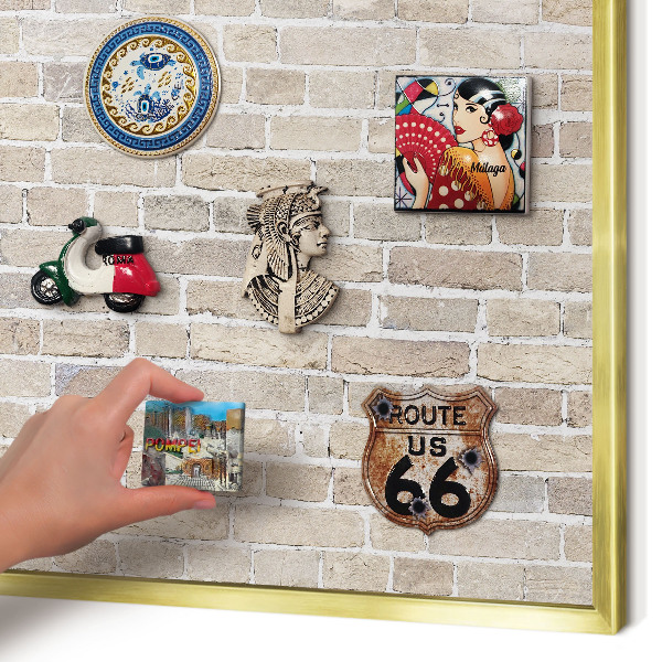 Pizarra magnética de pared en color oro Patrón de ladrillo