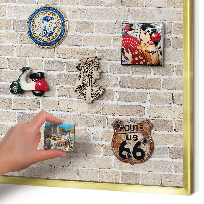 Pizarra magnética de pared en color oro Patrón de ladrillo