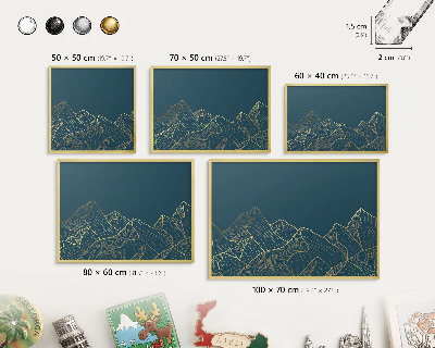Tablero para imanes decorativo con marco dorado Minimalismo de montaña