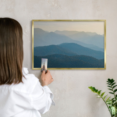 Pizarra magnética de pared en color oro Vistas a la montaña