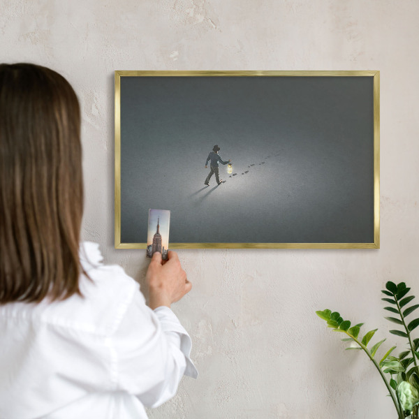 Tablero para imanes decorativo con marco dorado Excursión nocturna