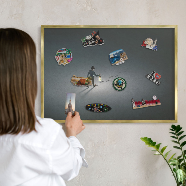 Tablero para imanes decorativo con marco dorado Excursión nocturna
