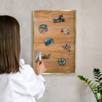 Pizarra magnética de pared en color oro Textura de madera