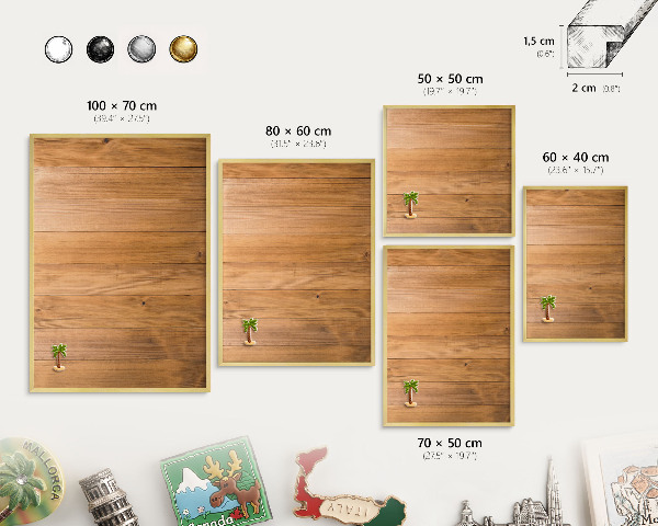Pizarra magnética de pared en color oro Textura de madera