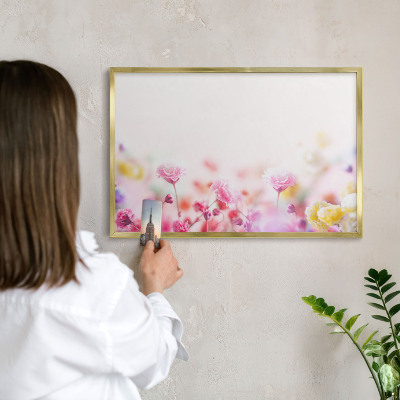 Tablero para imanes decorativo con marco dorado Flores en tonos pastel