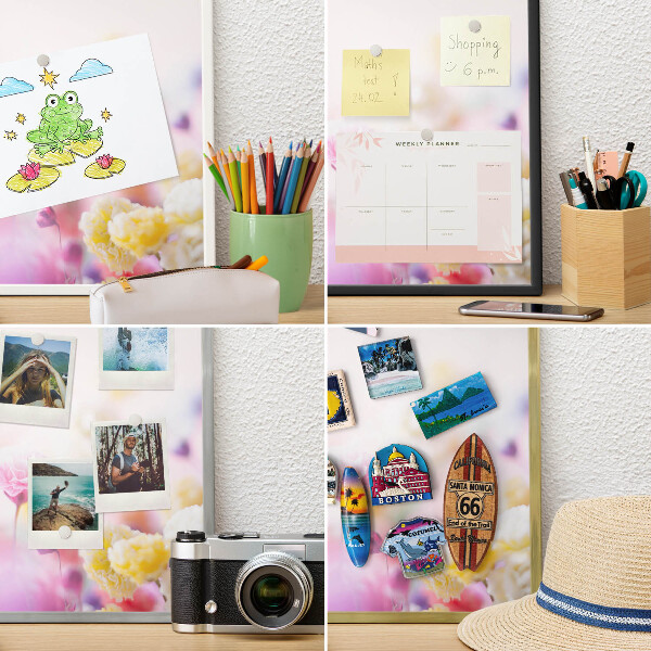Tablero para imanes decorativo con marco dorado Flores en tonos pastel