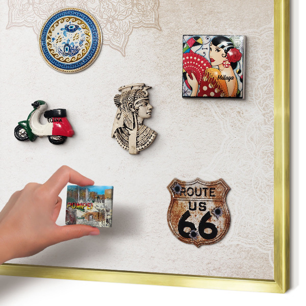 Tablero para imanes decorativo con marco dorado Patrones étnicos