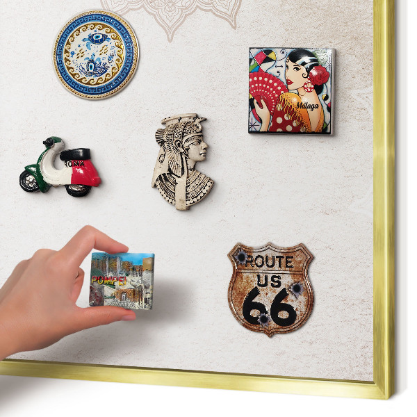 Tablero para imanes decorativo con marco dorado Patrones étnicos