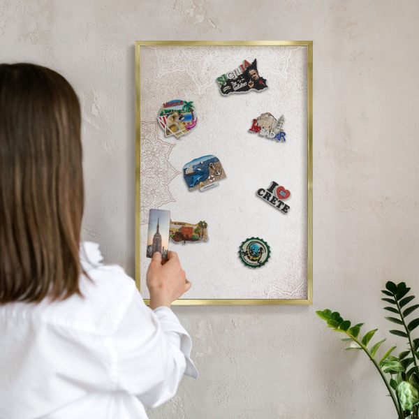 Tablero para imanes decorativo con marco dorado Patrones étnicos