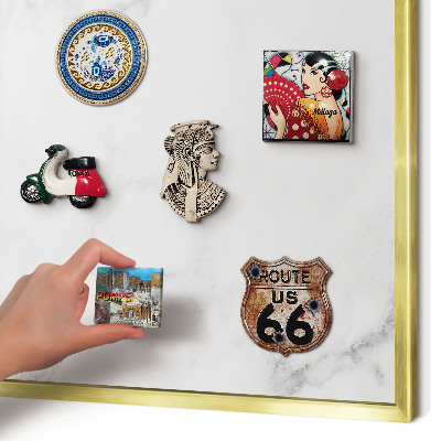 Tablero para imanes decorativo con marco dorado Mármol elegante
