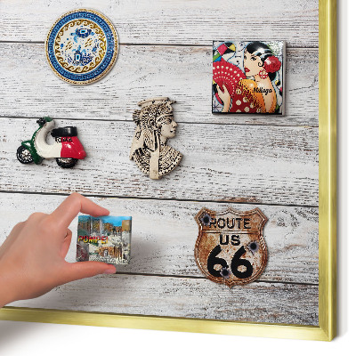Pizarra magnética de pared en color oro Madera rústica