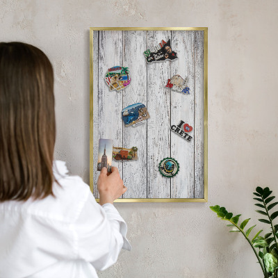 Pizarra magnética de pared en color oro Madera rústica