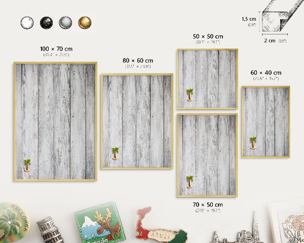 Pizarra magnética de pared en color oro Madera rústica