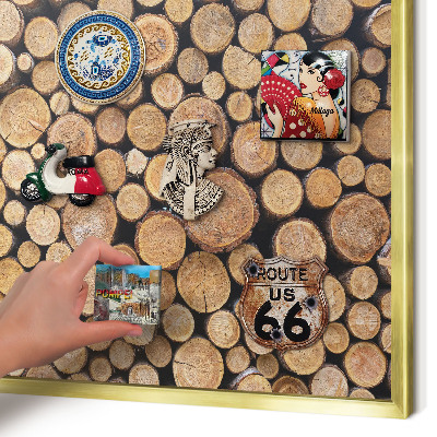 Tablero para imanes decorativo con marco dorado Círculos de madera