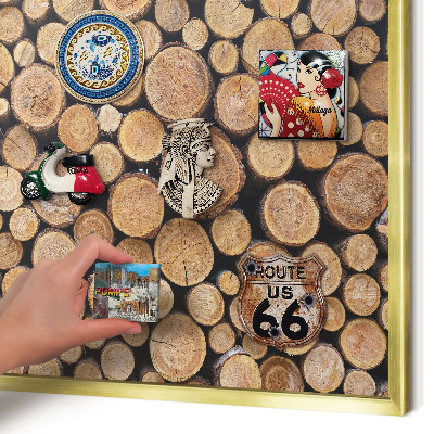 Tablero para imanes decorativo con marco dorado Círculos de madera