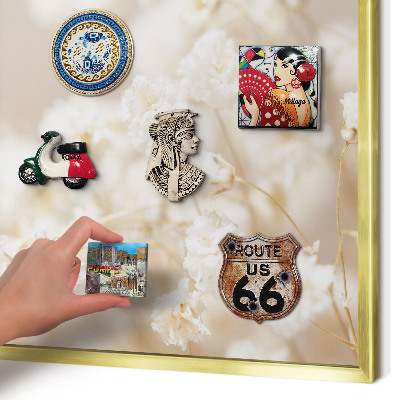 Tablero para imanes decorativo con marco dorado Flores beige