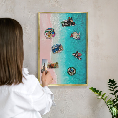 Tablero para imanes decorativo con marco dorado Relajación veraniega