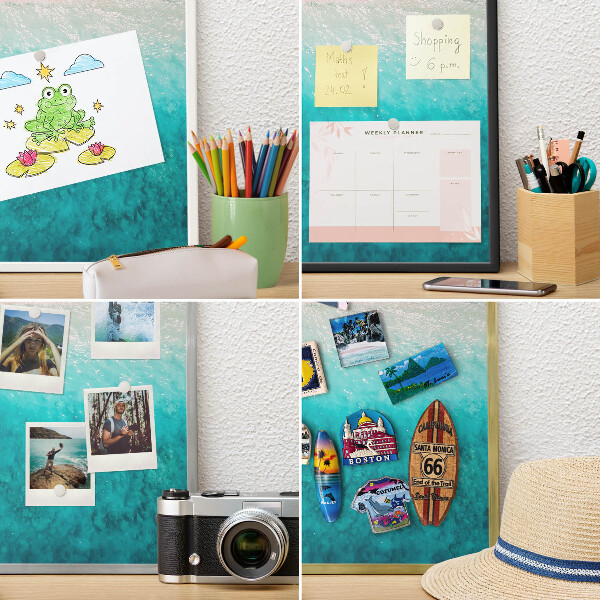 Tablero para imanes decorativo con marco dorado Relajación veraniega